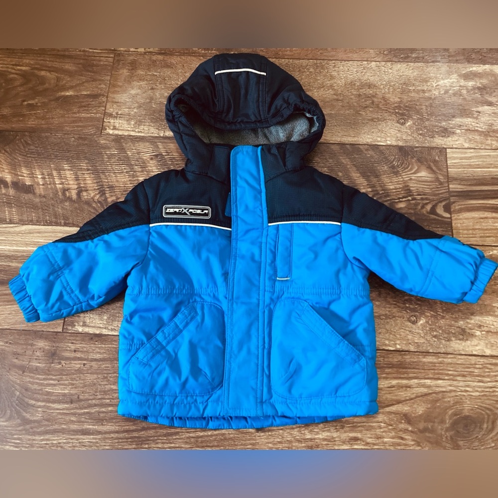 12 month infant boys blue gray hooded winter coat by ZeroXPosur